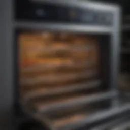 Brightly lit self-cleaning oven interior showcasing the cleaning mechanism