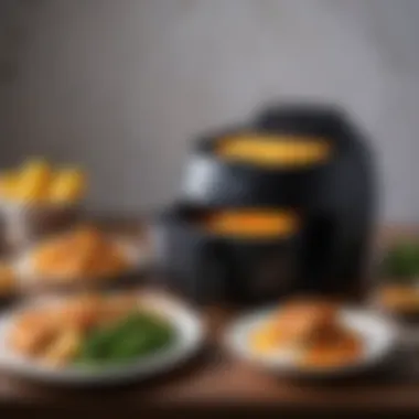 Variety of air fryer meals presented aesthetically on a table