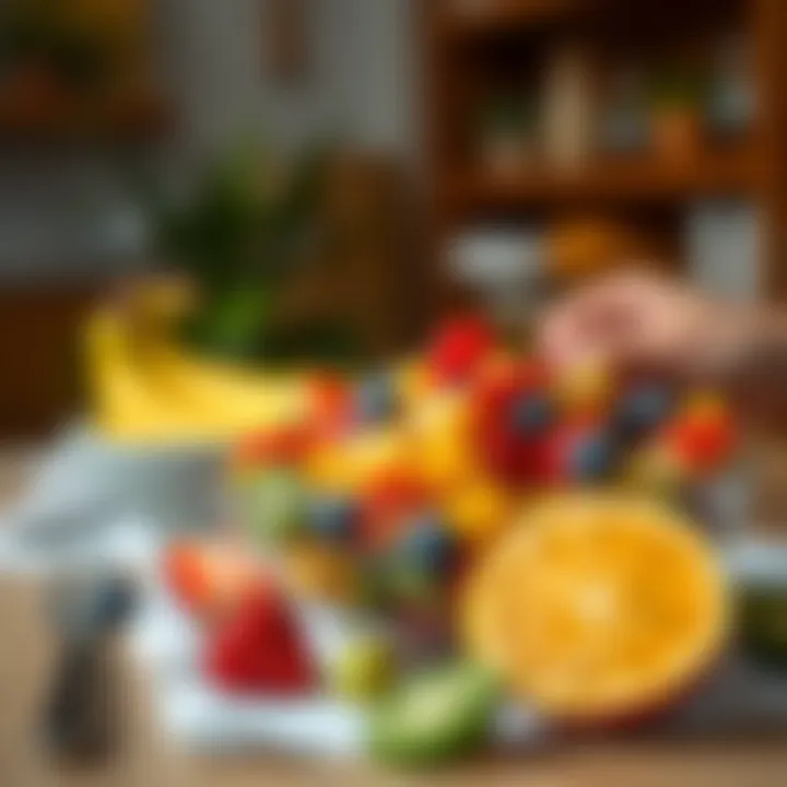 Refreshing Fruit Salad Freshly prepared fruit salad on a table