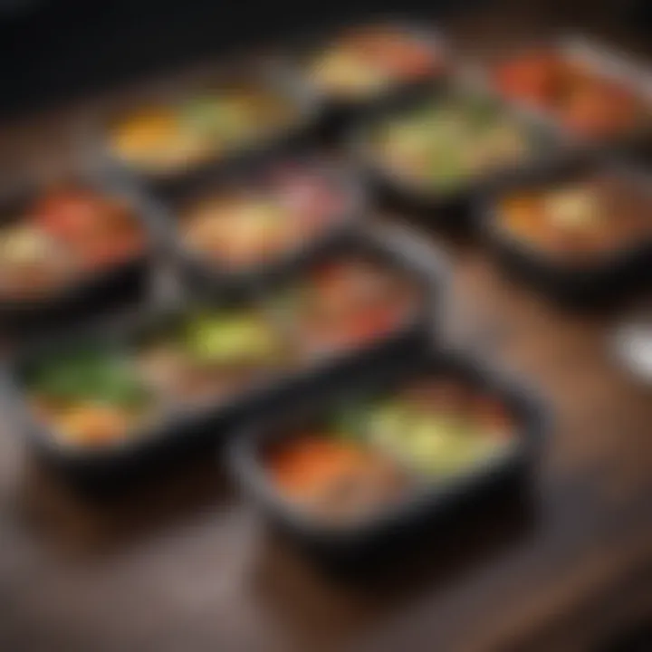 Arrangement of eco-friendly meal prep containers made from sustainable materials