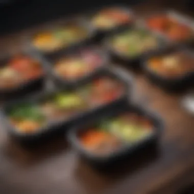 Sustainable Meal Prep Solutions Arrangement of eco-friendly meal prep containers made from sustainable materials