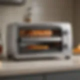 A sleek toaster oven on a kitchen countertop