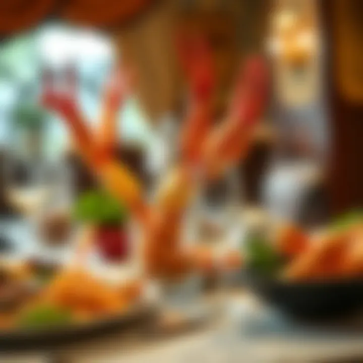 An elegant dining setting featuring crablegs and complementary sides