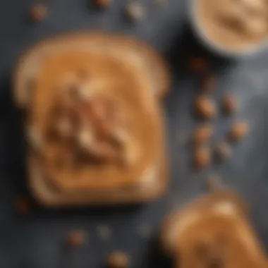 Almond Butter on Whole Grain Toast Close-up of almond butter on whole grain toast with toppings