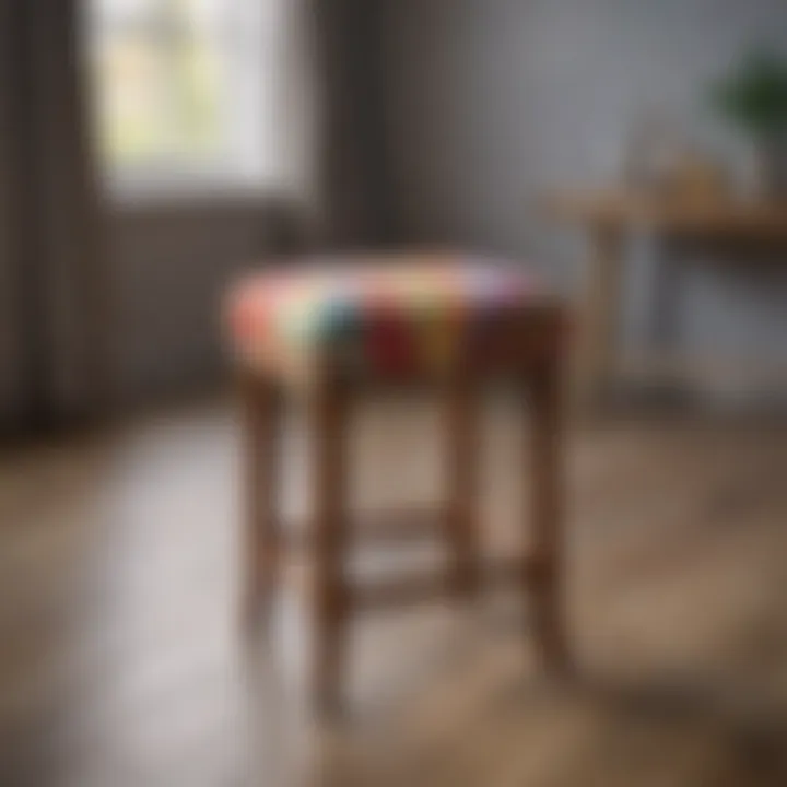 Colorful upholstered stool adding vibrancy to a room