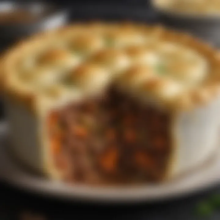 A close-up of the luscious filling of shepherd's pie, highlighting the textures and colors.