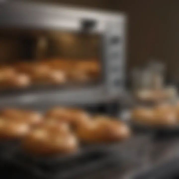 An array of delicious baked goods displayed next to a toaster oven