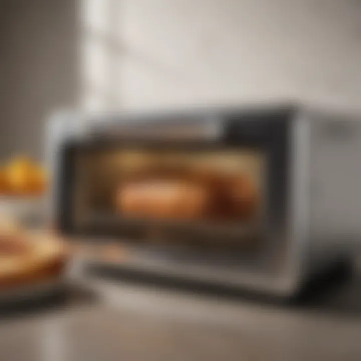 A sleek, modern toaster oven with an intuitive control panel