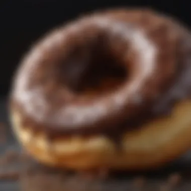 Close-up of a decadent chocolate frosted donut