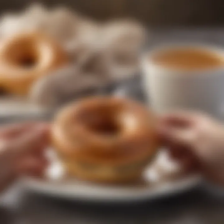 Health-conscious individual enjoying a donut with a coffee