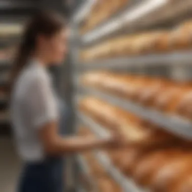 Consumer Choosing Bread at Retail Consumer selecting bread from a shelf