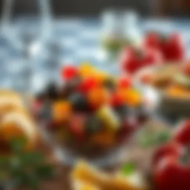 A bowl of colorful vegetable antipasto with olives and peppers