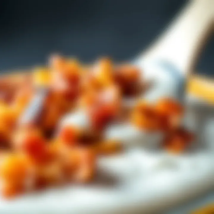 Crispy Bacon Enhancing Ranch Flavor A close-up of crispy bacon crumbles over ranch dressing