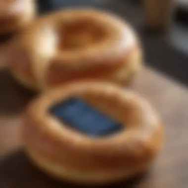 A close-up of a smartphone displaying a bagel delivery app