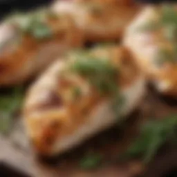 Juicy chicken breasts garnished with herbs