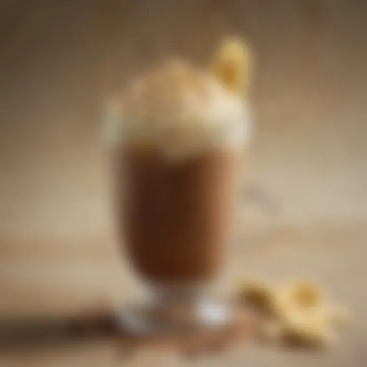 Freshly blended banana mocha coffee showcasing its creamy texture