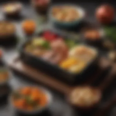 Elegant Presentation of a Bento Box An elegant presentation of a bento box highlighting creativity and design.