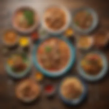 Diverse Budget-Friendly Meals A vibrant, colorful plate of budget-conscious meals showcasing diversity