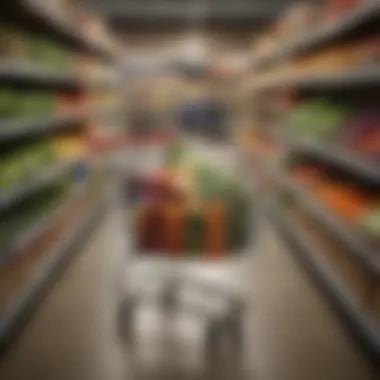 Cost-Effective Grocery Shopping A grocery cart filled with fresh produce and staples, representing cost-effective shopping