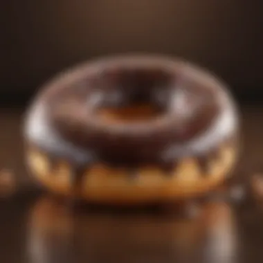 A close-up of a decadent chocolate glazed donut