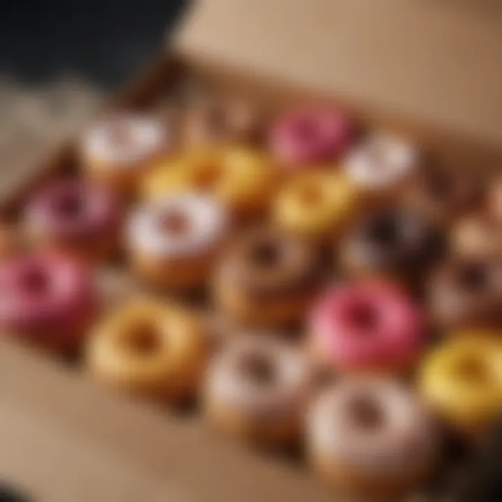 A delivery box filled with assorted donuts ready for enjoyment