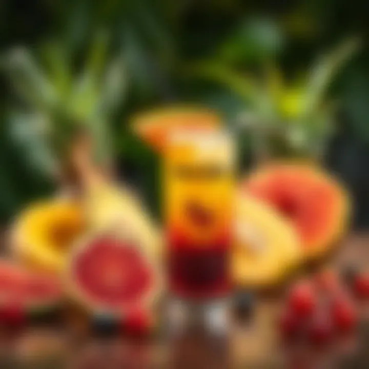 Tropical Fruit Medley for Malibu Cocktails Tropical fruit selection for cocktail mixers