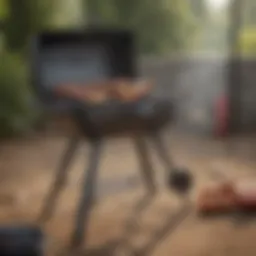Compact portable charcoal grill in an outdoor setting