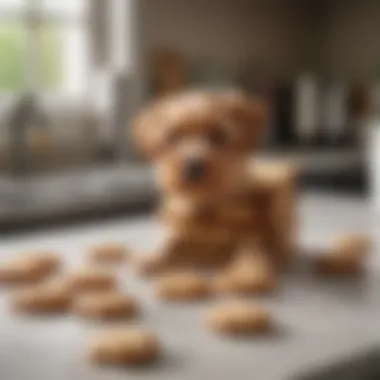 Homemade puppy biscuits cooling on a kitchen counter