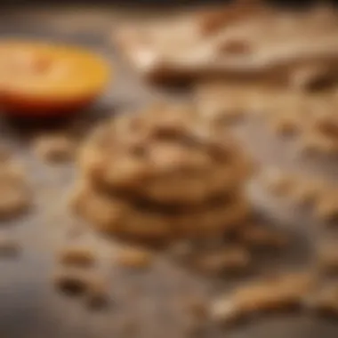 Close-up of natural ingredients like oats and pumpkin for puppy biscuits