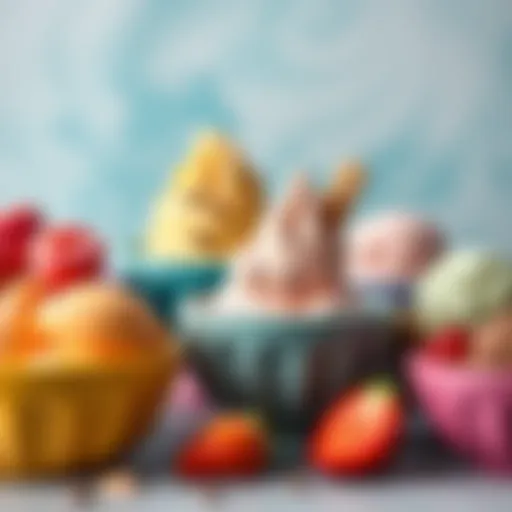 A variety of delicious lactose-free ice cream flavors in vibrant bowls