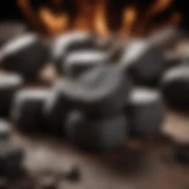 Briquettes Design and Features Briquettes stacked neatly, highlighting their uniform shape and composition