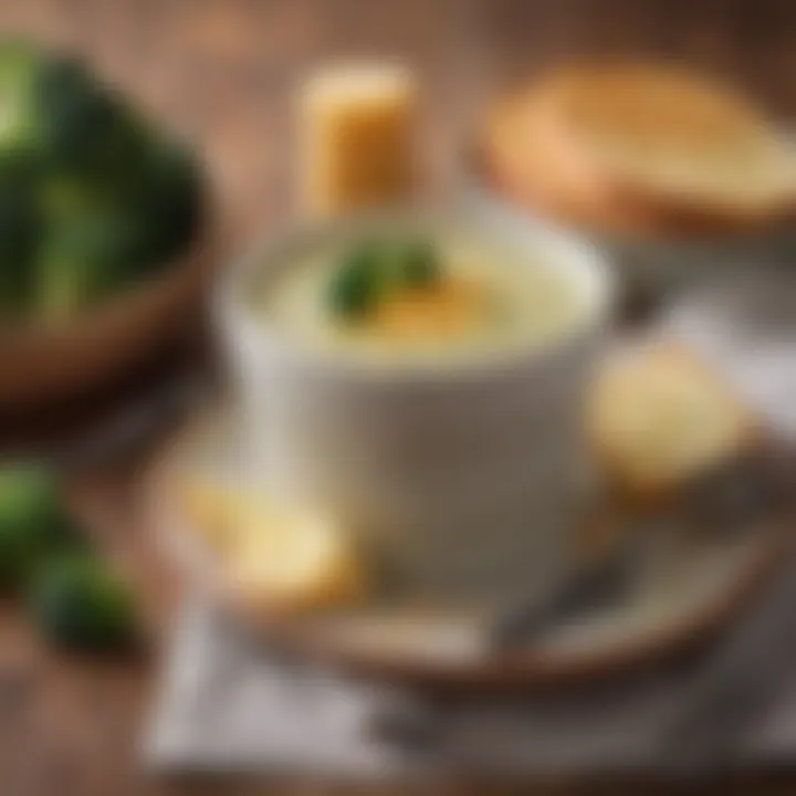 Rich and creamy broccoli cheese soup in a bowl