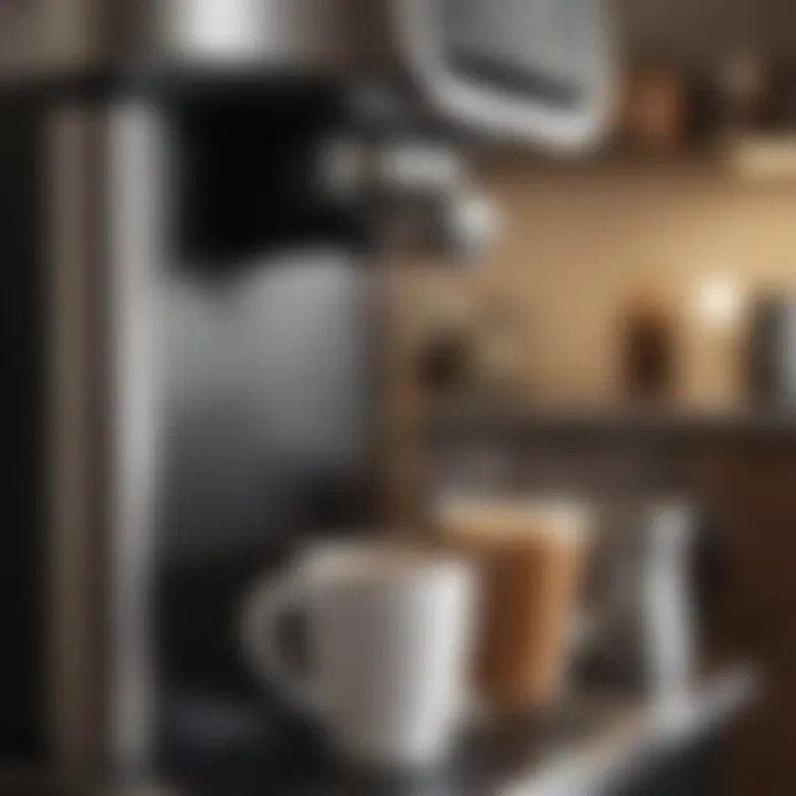 Close-up of coffee brewing in a Keurig