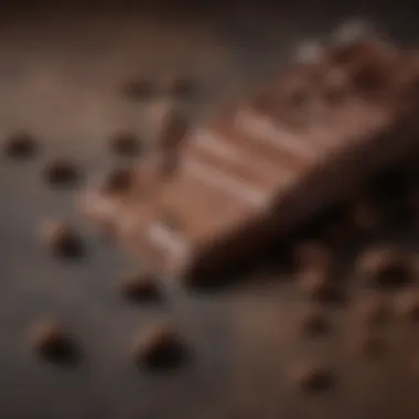 A close-up of cacao beans and a bar of dark chocolate, representing natural ingredients.