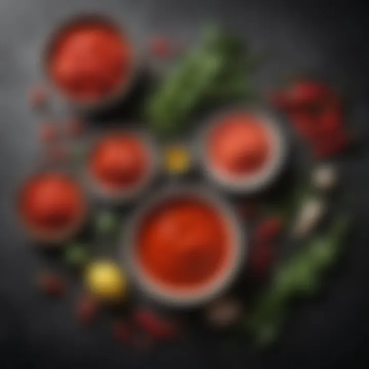 A close-up of ingredient components used in making Calabrian pepper sauce