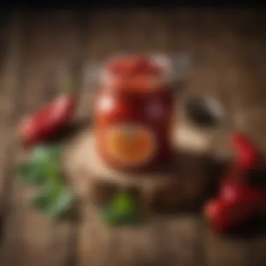 A traditional jar of Calabrian pepper sauce set against rustic wood