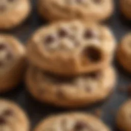 Golden-brown chocolate chip cookies showcasing a soft and chewy texture