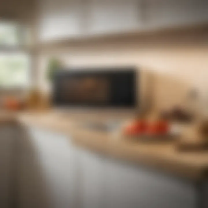 A well-organized kitchen displaying a microwave in an optimal setting.