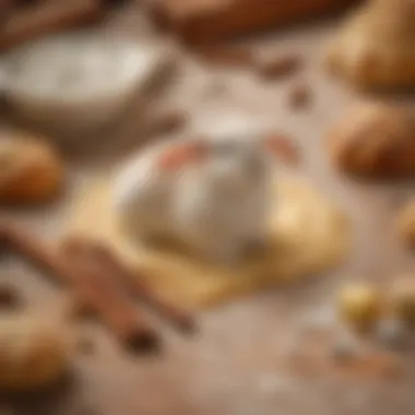 A close-up of the ingredients used to make Cinnabon Bunnies, including cinnamon, dough, and sugar.