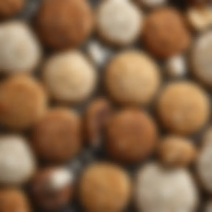 A collection of various coconut cookie varieties displayed on a vibrant plate, showcasing different textures and toppings.