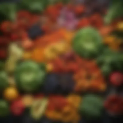 Colorful assortment of fresh vegetables and fruits