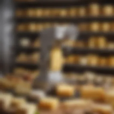 Variety of Cheese Processed by Commercial Grinders An array of different types of cheese being processed by a commercial grinder.