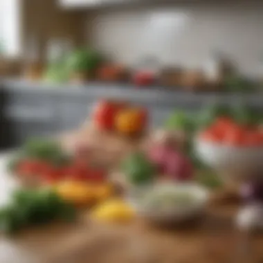 Fresh Ingredients for Culinary Exploration A selection of fresh and vibrant ingredients on a kitchen counter