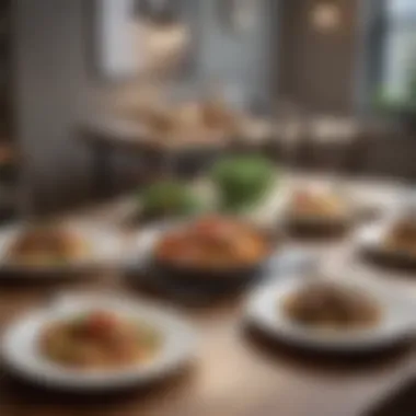 Serene Dining Setup for Culinary Enjoyment A serene dining setup showcasing a week's worth of varied dishes