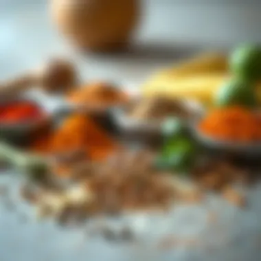 Spice Assortment for Soup An assortment of spices used for flavoring butternut squash soup