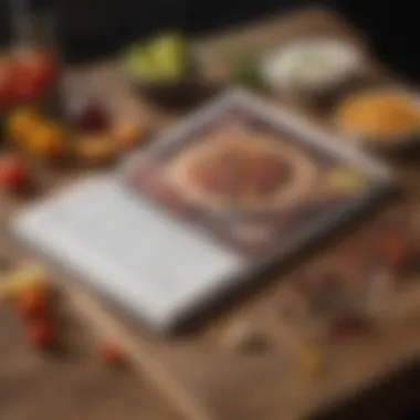 Recipe Book with Personal Touch An open recipe book with handwritten notes and colorful ingredients.