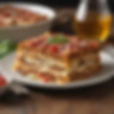 Layered Delight: Ricotta Cheese Lasagna Deliciously layered lasagna showcasing ricotta cheese with vibrant toppings