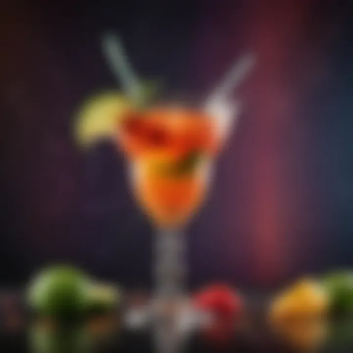 Vibrant cocktail presented with a colorful backdrop