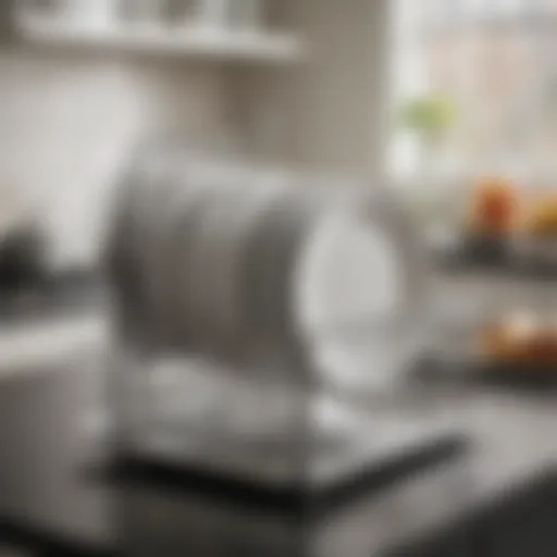 Modern stainless steel dish rack with a sleek design