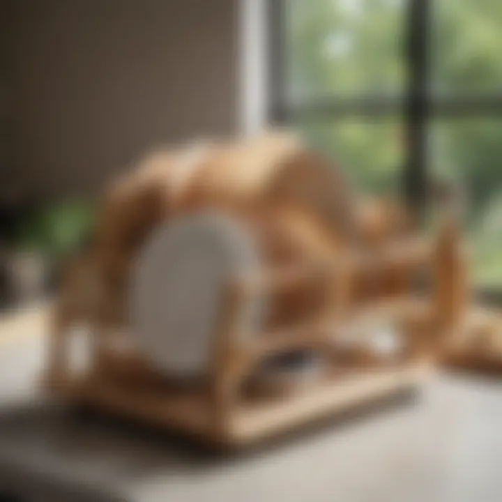Wooden dish rack showcasing natural materials